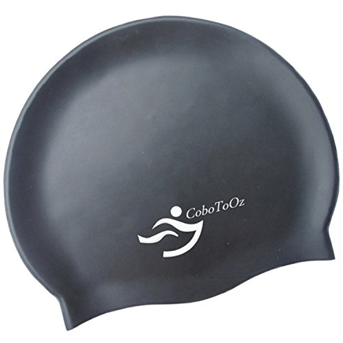 Black Silicone Swim Caps for Men and Women by CoboToOz. Strong and Tear Resistant. Soft and Comfortable. Fully Guaranteed.