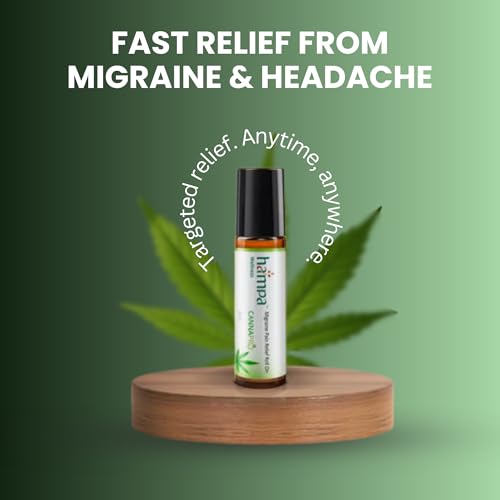 Image of Hampa Ayurvedic Migraine & Headache Pain Relief Roll-On 10ml | Herbal Pain Relief for Migraine, Headache, Stress, Tension & Sinus | Hemp, Vijaya, Peppermint & Eucalyptus | AYUSH & GMP Certified