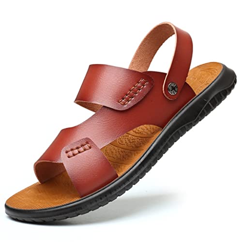 Men Sandals Comfortable Men Shoes Leather Sandals Big Size Soft Sandals Men Comfortable Men Shoes Footwear(White-Patch Five-Pointed star4,7)