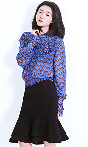 Jupe de la hanche femme taille haute jupe noire feuille de lotus courte s