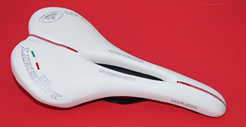 Dimensioni: 275x145 mm MONTEGRAPPA Sella Liberty con Scarico prostatico Ideale per Bicicletta Strada/Corsa - Scatto Fisso - Fixed/Bianco