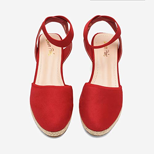 Image of DREAM PAIRS Women's Ankle Strap Wedge Sandals | Espadrilles Sandals, Elastic Ankle Strap, Cushioned Comfort for Summer Outfit, Fashion Dressy Shoes