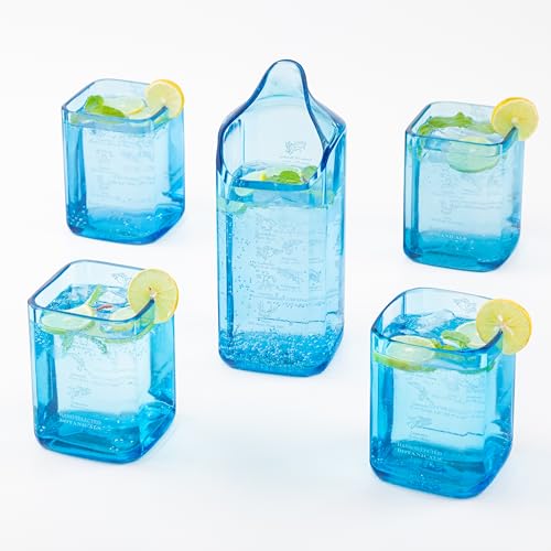 Upcycled Bombay Sapphire Gin Glasses and Pitcher Set of 5 | Eco-f...
