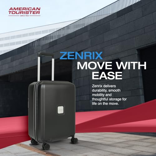 Image of American Tourister Zenrix | Cabin Trolley Bag (55 cm) | 360 8 Wheel Travel Luggage | Hard Case Polycarbonate Suitcase | Recessed TSA Lock | Black & White