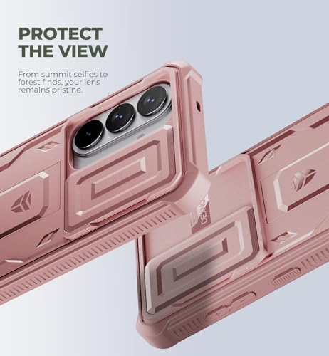 Image of Dexnor for Samsung Galaxy S26 Case with Upgraded Slide Camera Cover & 2 Front Frames & Built-in Screen Protector & Kickstand, Heavy-Duty Rugged Case Full-Body Protective Cover(2026),6.3 inch,Peony Pink