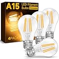 UNILAMP E26 Edison Light Bulb 40 Watt Equivalent, A15 Dimmable LED Light Bulbs, 5W LED Filament Light Bulb, Warm White 2700K, 500LM Ceiling Fan Light Bulbs for Vintage Appliance Bulb, 4 Pack