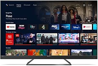 SHARP 4T-C50EQ3KM2AG 50-Inch 4K UHD Quantum Dot Frameless Android Smart TV with Freeview HD, Google Assistant, Chromecast, 4 x HDMI, 2 x USB & Bluetooth, QLED TV  Black