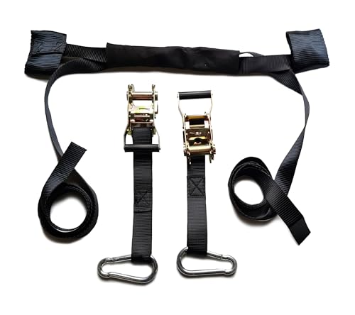 Motorcycle Handlebar Tie Down Straps Heavy Duty, For Transit On Trailers Vans Motorbike Motocross MX Bikes Scooter Quad Bike Handlebar Tiedown Ratchet Straps