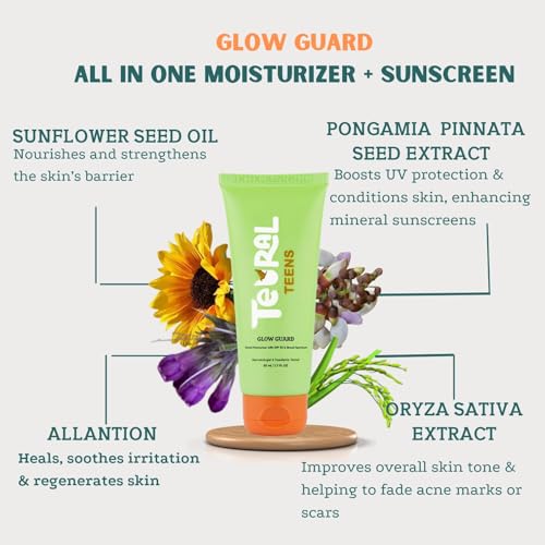Image of Teens 2in1 Face Cream + Mineral Sunscreen SPF 30| Tinted| Broad Spectrum| Lightweight, Plant-based, No white cast|For Sensitive & Acne Skin| Ages 12-18 | Derma & Paediatric Tested 50gm