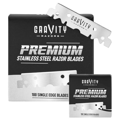 Image of Gravity Razors Premium Single Edge Razor Blades - Swedish Steel Razor Blades for Safety Razors and Straight Edge Razors, by GRAVITY RAZORS (100 Count, 2-Pack)