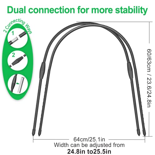 FOTMISHU 8pcs Garden Hoops for Raised Beds, 23.6" x 25.6“ Greenhouse Hoops for Cover Garden Netting, Rust-Free Garden Tunnel, Reuseable Gardening Supplies for Plants (8pcs M- 23.6" x 25.6“)