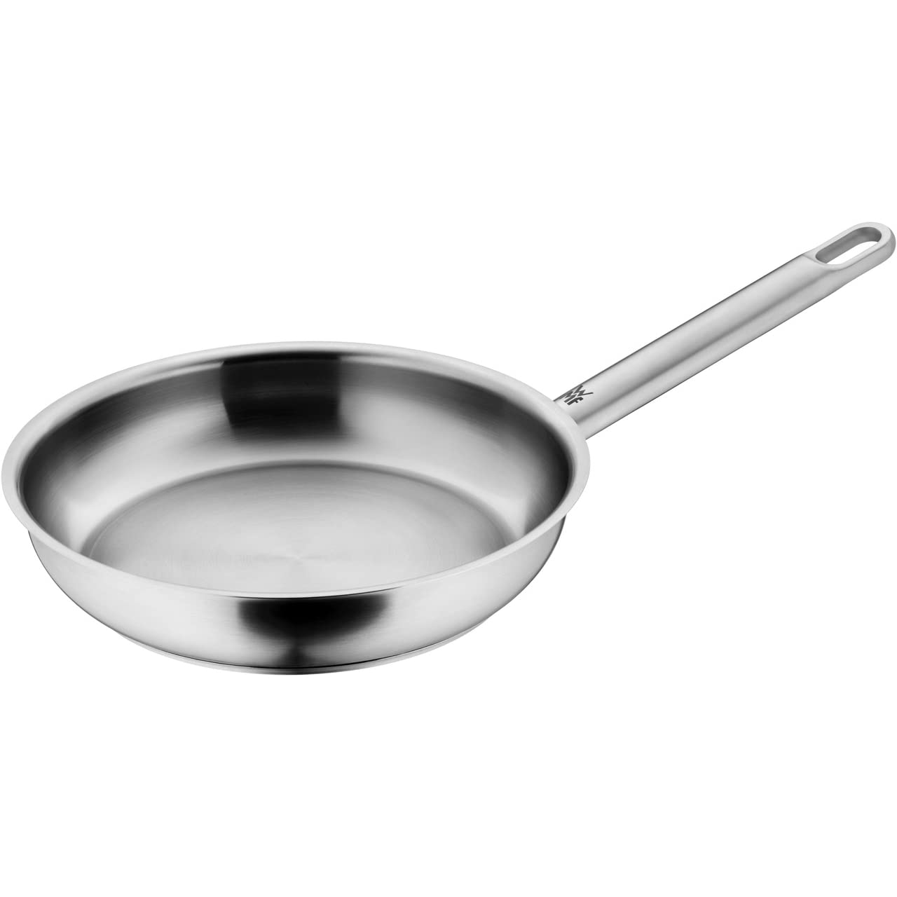 WMF Ultimate Sartén de acero inoxidable de 24 cm, sin revestimiento, fondo plano, inducción, acero inoxidable Cromargan pulido, apta para horno, apto para lavavajillas