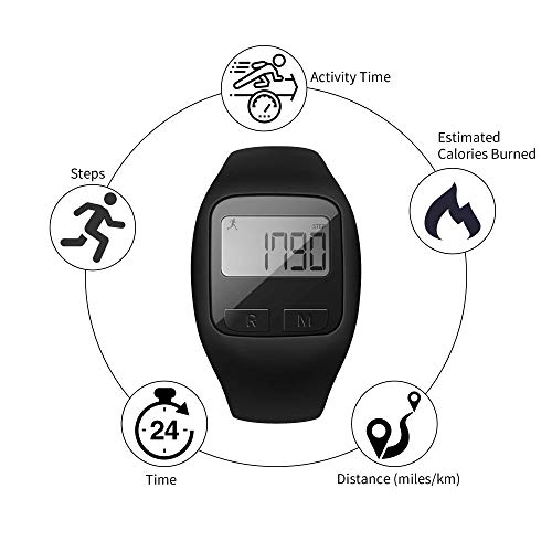 BATAUU Fitness Tracker, 3D Digital Watch Pedometer for Walking & Running, Simply Operation, Accurate Step Counter,Walking Distance Miles & Km, Calorie Counter, Activity Time (Black)