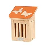 Rivanto® Schmetterlingshaus mit Aufdruck, Schmetterlingsmotiv, in orange, L 11,9 x B 15 x H 20,1 cm