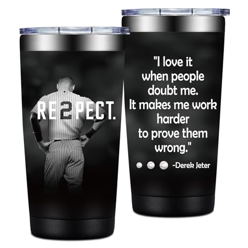 BIRGILT Derek New York Jeter Baseball Gifts -I Love It When People Doubt Me Motivational Quote Baseball Gifts for Men - Tumbler Cup 20oz