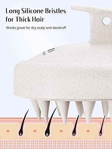HEETA Scalp Massager Hair Growth, Soft Silicone Scalp Scrubber Shampoo Brush for Exfoliation, Dandruff Removal & Head Massage Stress Relax, Wet & Dry Use for Thick, Thin Hair Care, Wheat Straw Beige - Thumbnail 6