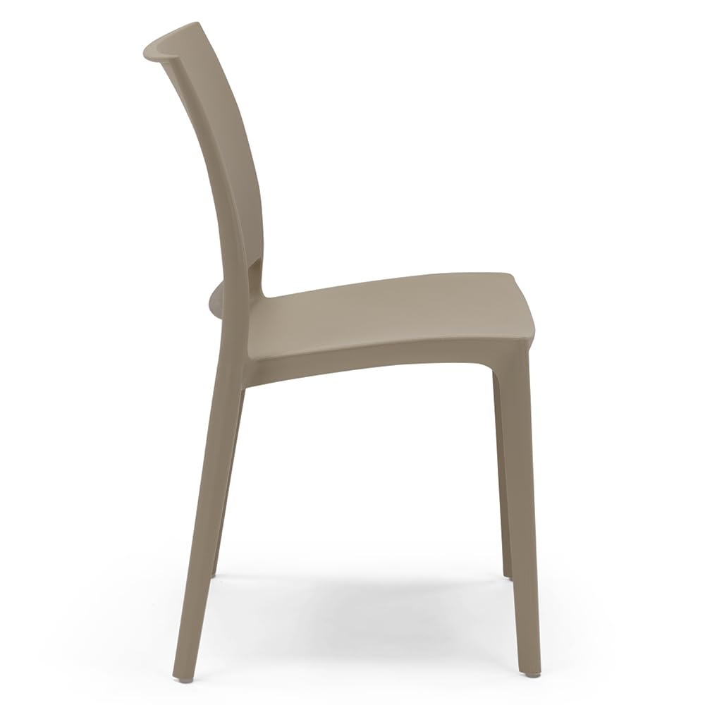 REDÒKASA Set 4 sedie in polipropilene MOON impilabile resistente ai raggi UV design moderno ideale per sala da pranzo, cucina, giardino, bar (Tortora, 4)