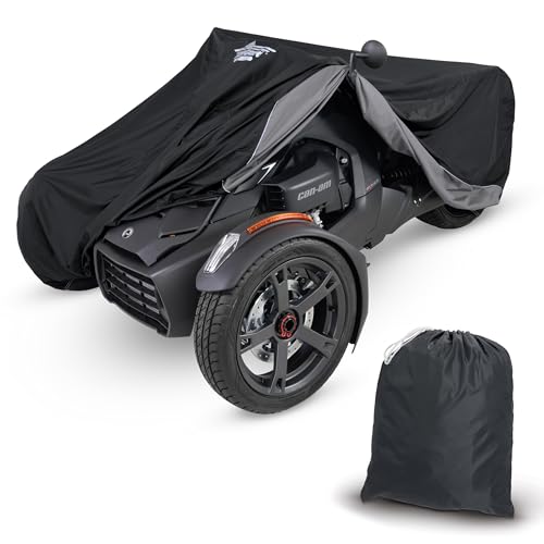 UltraGard Can-Am Ryker Full Motorcycle Cover with Heat Shield & Expandable Pouch - Water-Resistant, Windshield Protection, Bungee Tie Downs, Reflective, Black/Charcoal by UltraGard - Used condition - US$41.06