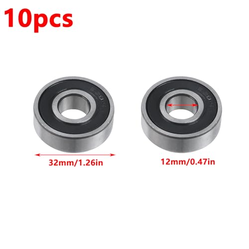 Image of Antrader 6201 RS Double Rubber Seal Bearings,Deep Groove Ball Bearings,12 x 32 x 10mm,10Pcs