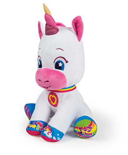 Clementoni Baby 52329 - Ma Douce Licorne Interactive - Peluche - Jouet Educatif - Elle Chante et S'Illumine - 5 Touches Interactives - Effets Lumineux - pour Enfants à partir de 6 Mois et Plus