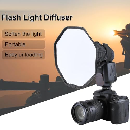 Modificador de luz de cámara octogonal con difusor Speedlight plegable para suavizar sombras 2
