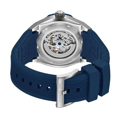 Image of Cerruti 1881 Automatic Quartz Analog Blue Dial Blue Silicone Strap Watch for Men - CECIWGR0073601