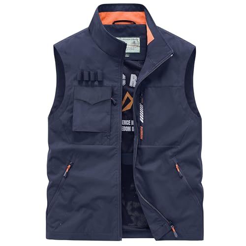 Men's Outerwear Fishing Vest Softshell Travel Work Safari Utility Cargo Vest Casual Sleeveless Jacket