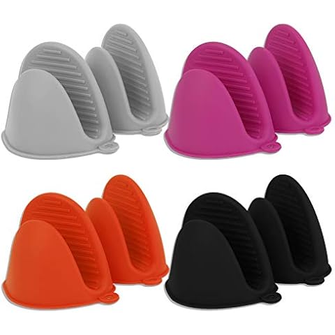 FanChose 4 Pair Mini Silicone Oven Mitts Pot Holders, Heat Resistant Kitchen Oven Mittens Non Slip Air Fryer Cooking Pinch Mitts for Baking, Cooking, Picnic Cover