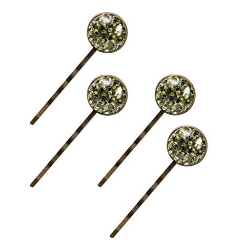 Barrettes tête de mort motif vert camouflage pour coiffure festival et concert