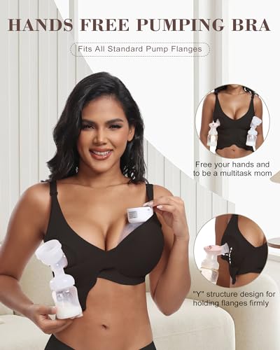 Wireless Seamless Pumping Bra Hands Free Nursing Bra Wirefree Comfort Wearable Breast Pump Brass4