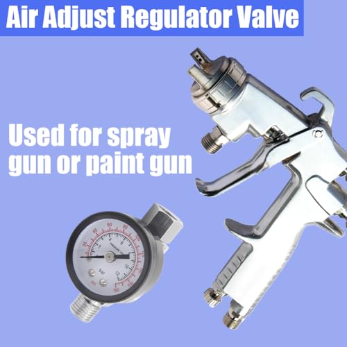 Image of Air Adjust Regulator Valve Sensitive Pressure Regulator 1 /4 inch NPS Thread for Spray Gun Paint Gun and Pneumatic Tools with Pressure Gauge