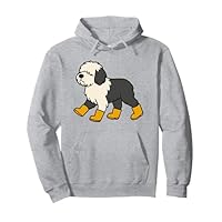Cute Old English Sheepdog in Rain Boots Dog Lovers Pullover Hoodie