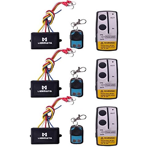 LIEBMAYA 3PCS Wireless Winch Remote Control Kit 12V Switch Handset for Truck Jeep SUV ATV 50Ft Cover