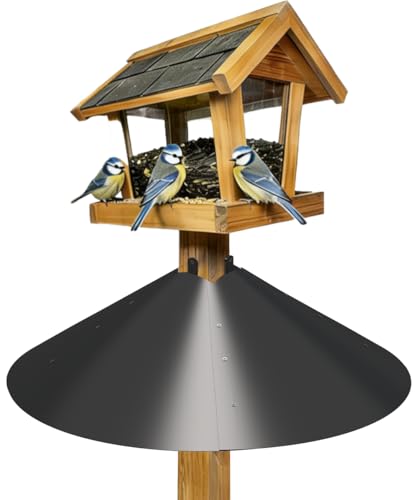 Queension Metal Squirrel Baffle for 4x4 Post Squirrel Proof Bird Feeders Baffle for Bird Feeder Poles Squirrel Guard for Bird House Pole Round 1 Pack