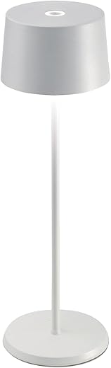 Zafferano, Lampada Olivia Pro, Lampada da Tavolo Ricaricabile e Senza Fili con Controllo Touch, Adatta per Salotto ed Esterni, Dimmer, 2200-3000 K, Altezza 35 cm, Colore Bianco