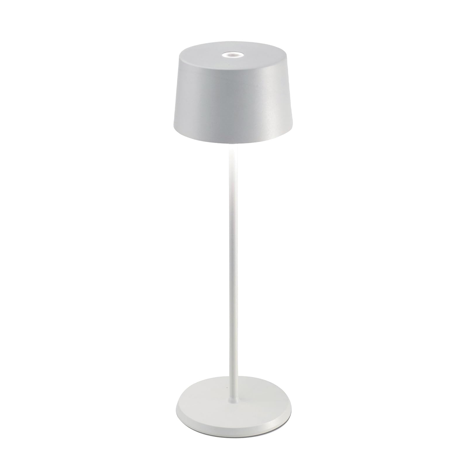 Zafferano, Lampada Olivia Pro, Lampada da Tavolo Ricaricabile e Senza Fili con Controllo Touch, Adatta per Salotto ed Esterni, Dimmer, 2200-3000 K, Altezza 35 cm, Colore Bianco