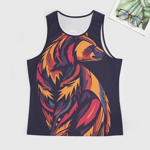 Mens Sleeveless T-Shirts Graphic Tank Tops Workout Novelty Animal Printed Crew Neck T Shirt Plus Size3