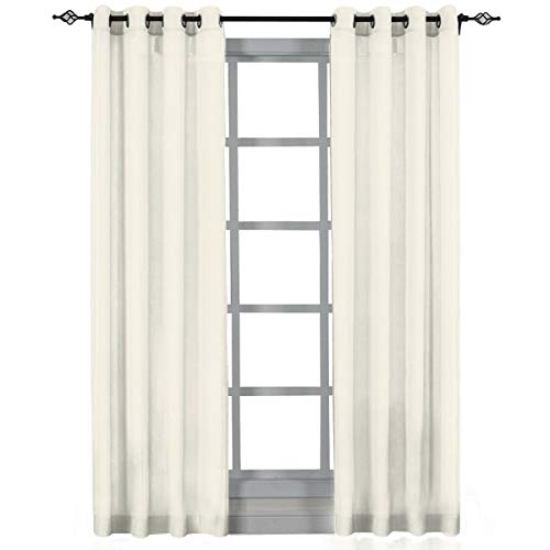 Royal Hotel Sheer Curtains – Crushed Grommet Panels, 2-Pack Semi-Sheer Window Drapes, Lightweight Modern Panels for Bedroom & Living Room, 96” Length, Ivory