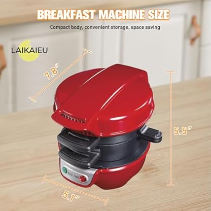 Sandwich Toaster Burger Maker, Effiziente Antihaft Heizplatten, Mit Digitalem Countdown-Timer, Spülmaschinenfest, Perfekt Für Hamburger, Snacks Und Ein Schnelles DIY Frühstück (Rot) – Bild 4
