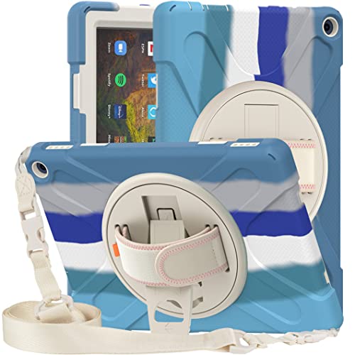 Amazon Fire HD 10 / HD 10 Plus (2021�N����) �P�[�X �V�����_�[ �V���R���yABADAN�z�|���J�[�{�l�C�g �n�[�h�V�F�� + �\�t�gTPU ��3�w�\���ŁA�n���h���t���A360�x��]���X�^���h�@�\ �ϏՌ� �Ռ��z�� �h�o 