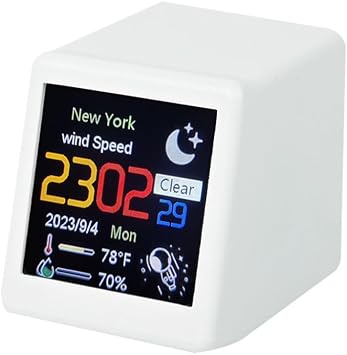 Mini WiFi Weather Station, Support Time, Calendar, Humidity, Mini/Max Temperature, Wind Speed, City, GIF Animation Function