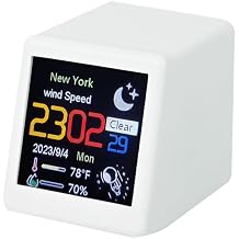 Mini WiFi Weather Station, Support Time, Calendar, Humidity, Mini/Max Temperature, Wind Speed, City, GIF Animation Function