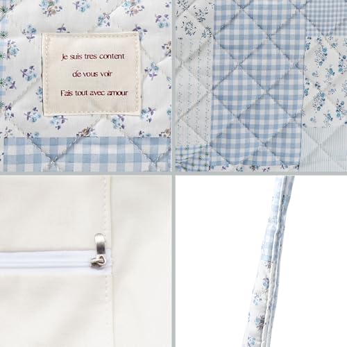 Image of Floral Quilted Cotton Shoulder Bag for Women Daily Use Medium Size Handbag Large Capacity Thickened Design Tote