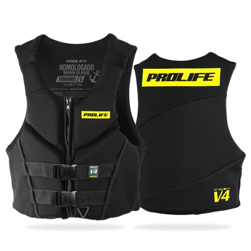 Colete Salva Vidas Neoprene Homologado Classe V Prolife V4 - Amarelo - GG (DE 55KG ATÉ 110KG - TÓRAX