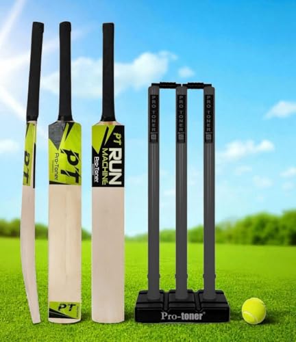 Protoner Cricket Set with Wooden Bat, Stumps and Ball, Sports Kit for Kids and Adults (Adults) 8 41KROwuwPUL