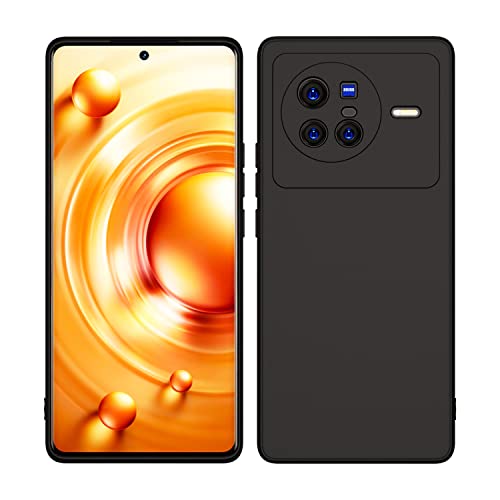 Image of Kapa Matte Lens Protective Shockproof Flexible Back Cover for Vivo X80, Slim Silicone with Soft Lining Shockproof Flexible Full Body Bumper Case (Black)