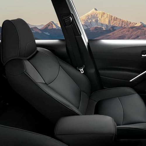 Image of AOMSAZTO Custom Fit for Toyota Corolla Cross Hybrid 2023 2024 2025 Faux Leather Car Seat Covers Full Set Compatible Airbag Corolla Cross Hybrid S,SE,XSE Seat Protector Sedan Black