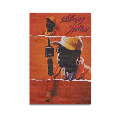 Stampa artistica da parete su tela con copertina dell'album Sleepy Hallow, stampa con autografo, copertina dell'album musicale, pop hip hop, cantante rap, star, decorazione artistica da parete per