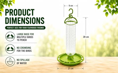 Image of PuraMart Hanging Bird Feeder for Garden, Balcony (1 Litre) | Bird Food Dispenser | 4 Feeding Ports | 360 Perch | Weatherproof Bird Feeding Station | Indoor & Outdoor Use (Water Dispenser(Pack of 1))