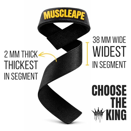 Image of Muscleape Weight Lifting Straps Wrist Supporter For Gym. Gym Accessories Men & Women. Wrist Strap For Gym With Padded Wrist Support.Deadlift Strap Weightlifting Straps For Grip Gym Straps For Weight Lifting